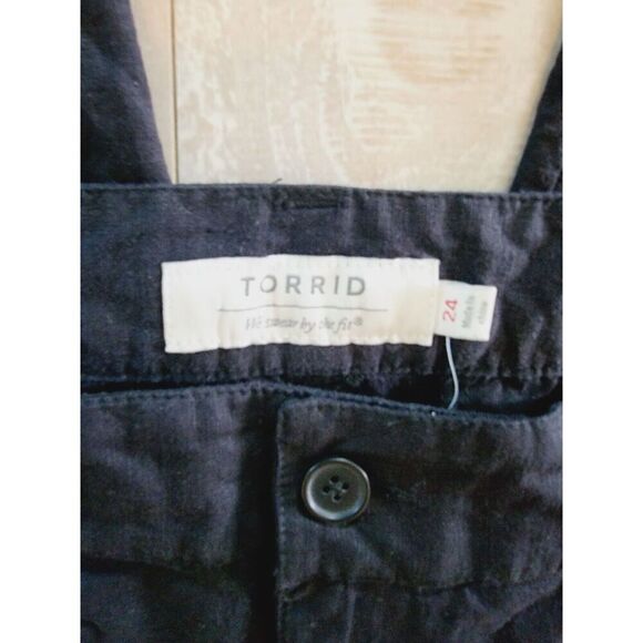Torrid 24 Pants Black Linen Blend Wide Leg High Rise With Belt SZ 3X NWT RV $66 - Picture 4 of 10